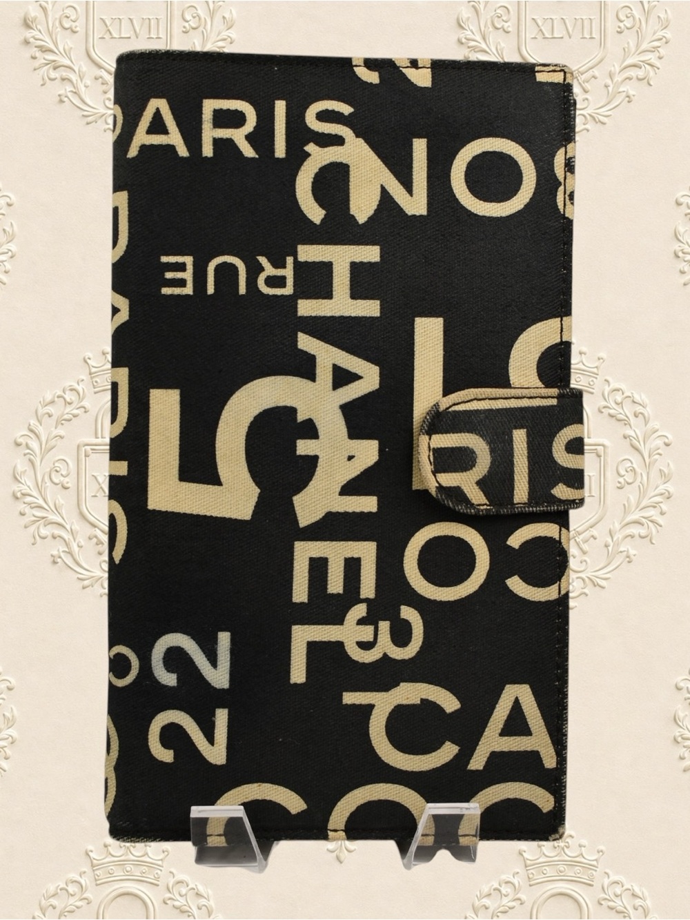 CHANEL Black and Beige Logo Canvas Tablet Cover